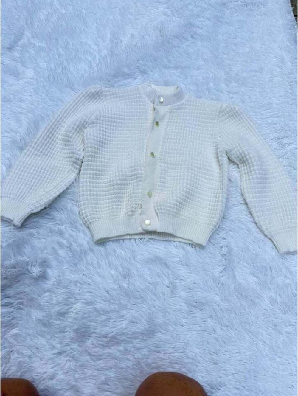Vintage Anjou Tricots White Knit Cardigan Sweater Size 3X